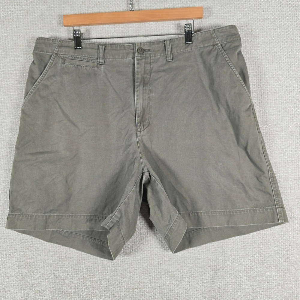 Cabelas Casuals Mens‎ 42 Aged Khakis Shorts Olive Green Cotton Elastic Waist